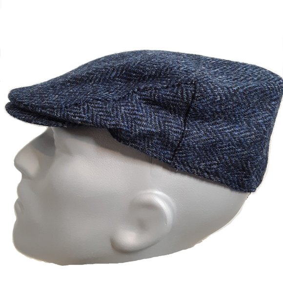 Hartside HS14 Scottish Highland Harris Tweed® Flat Cap Blue-Black - CHOOSE SIZE - Picture 6 of 11